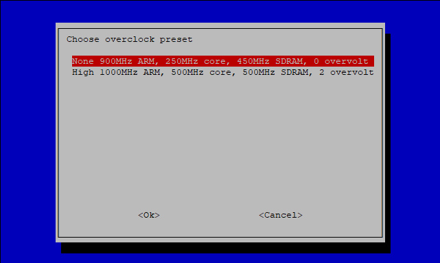 raspberrypi overclock select