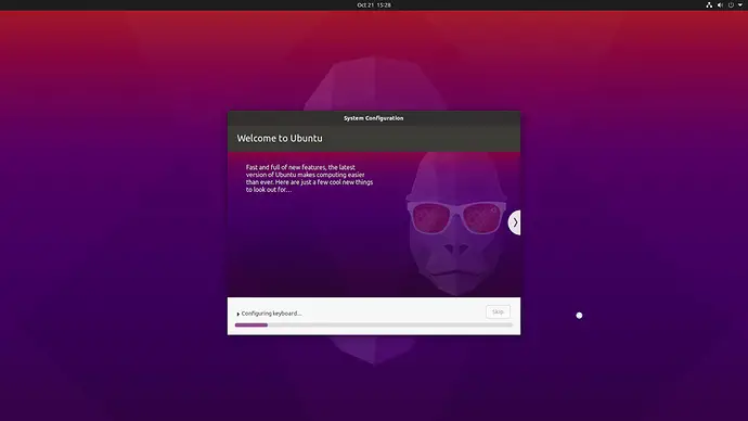 ubuntu welcome screen
