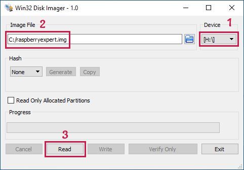 win32 disk imager choose device and name